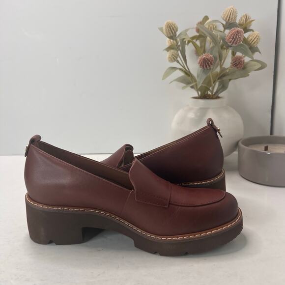 Vionic Willa Wedge Leather Slip On Comfort Loafers Brown Women 6 Light Wear - Picture 7 of 11